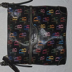 Dooney & Bourke Black Crossbody Bag with Multicolor Logo